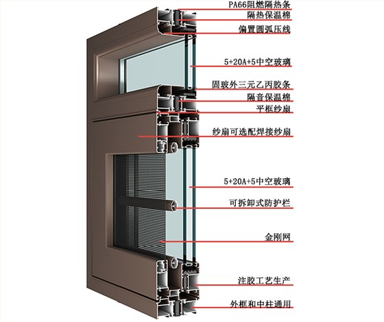 100斷橋窗紗一體型材