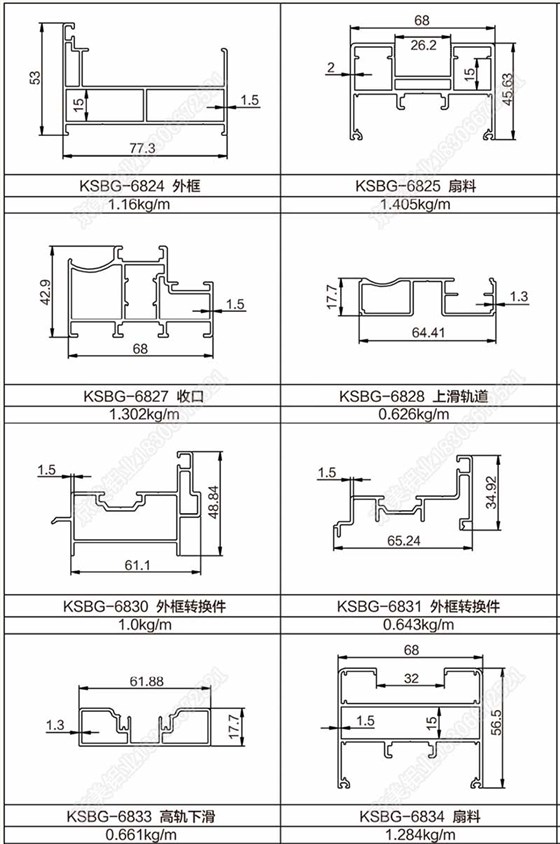 68非斷橋折疊門(mén)型材