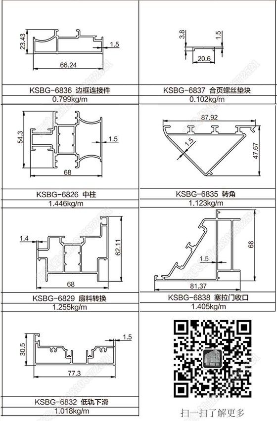 68非斷橋折疊門(mén)型材