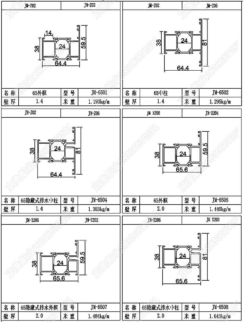 65斷橋平開窗型材