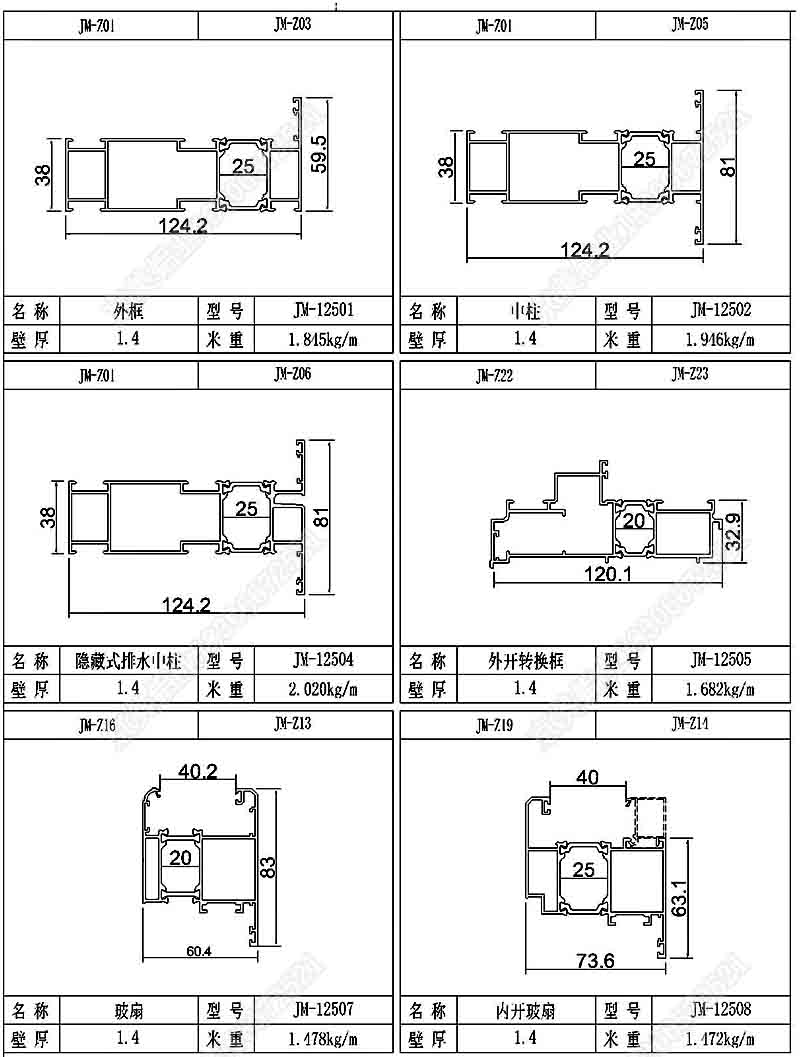 125斷橋平開窗型材