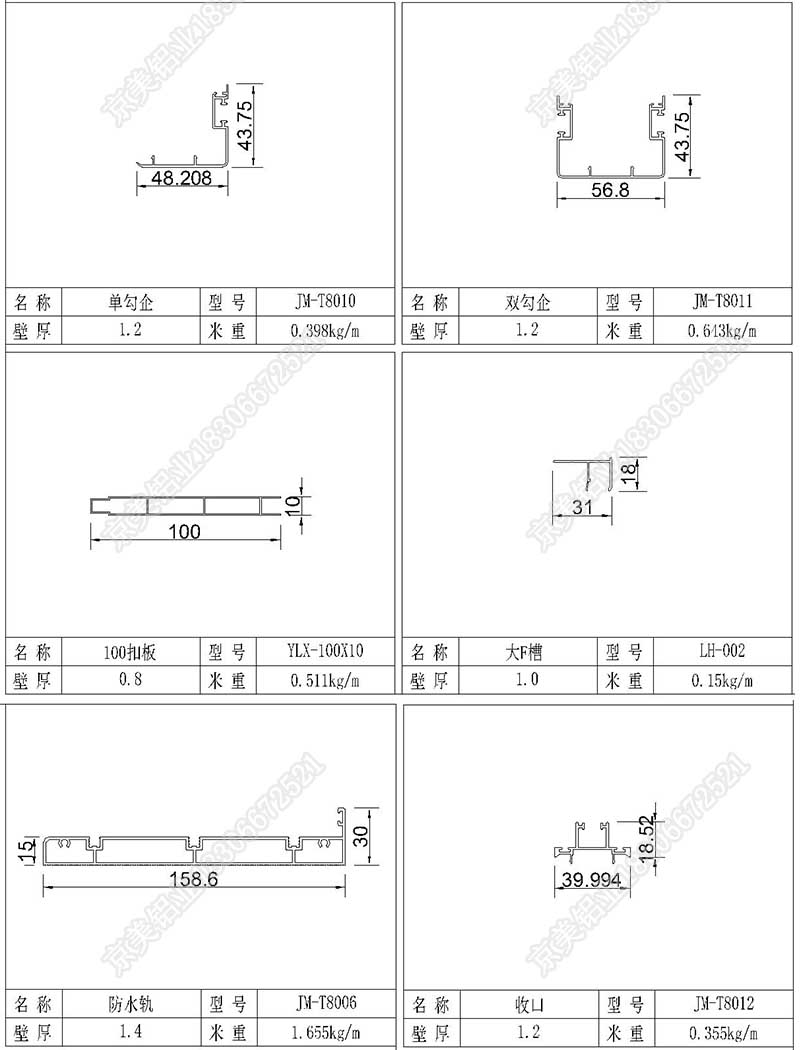 158三軌推拉門(mén)型材