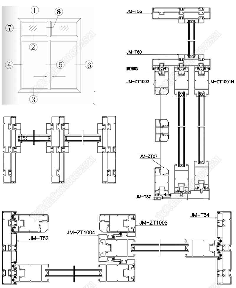 190非斷橋重型三軌推拉門型材