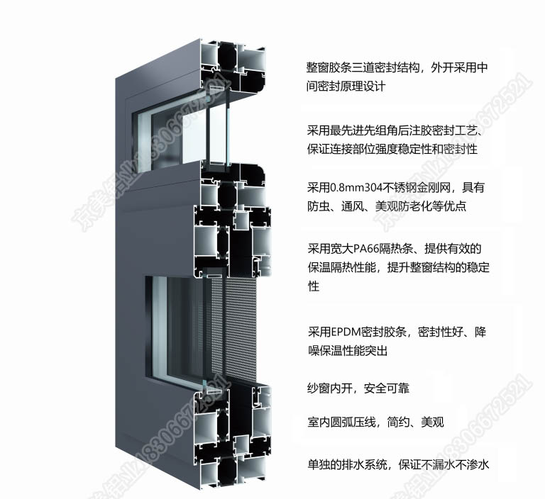 88斷橋窗紗一體型材