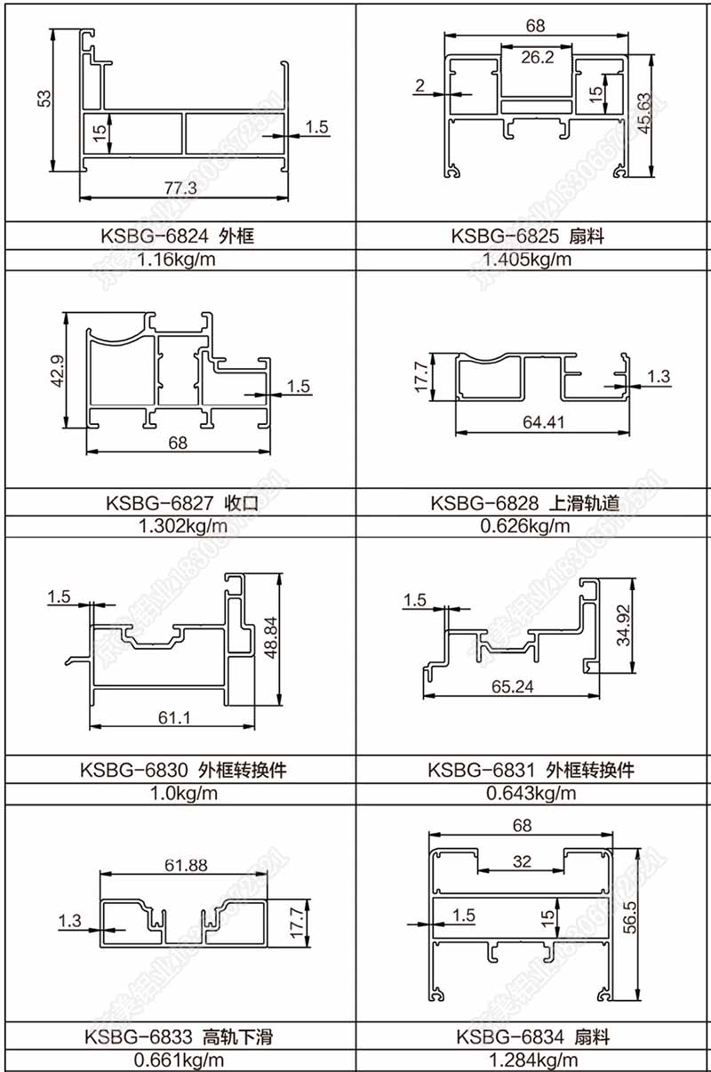 68非斷橋折疊門型材