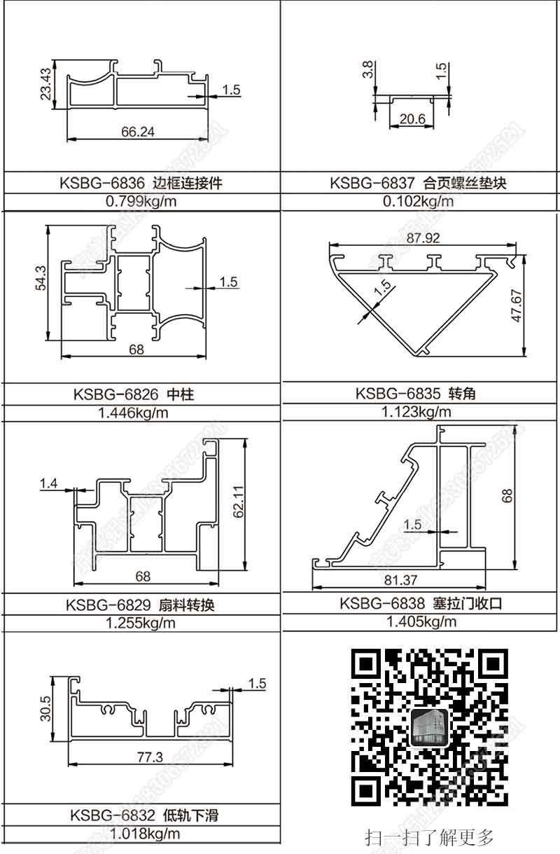 68非斷橋折疊門型材