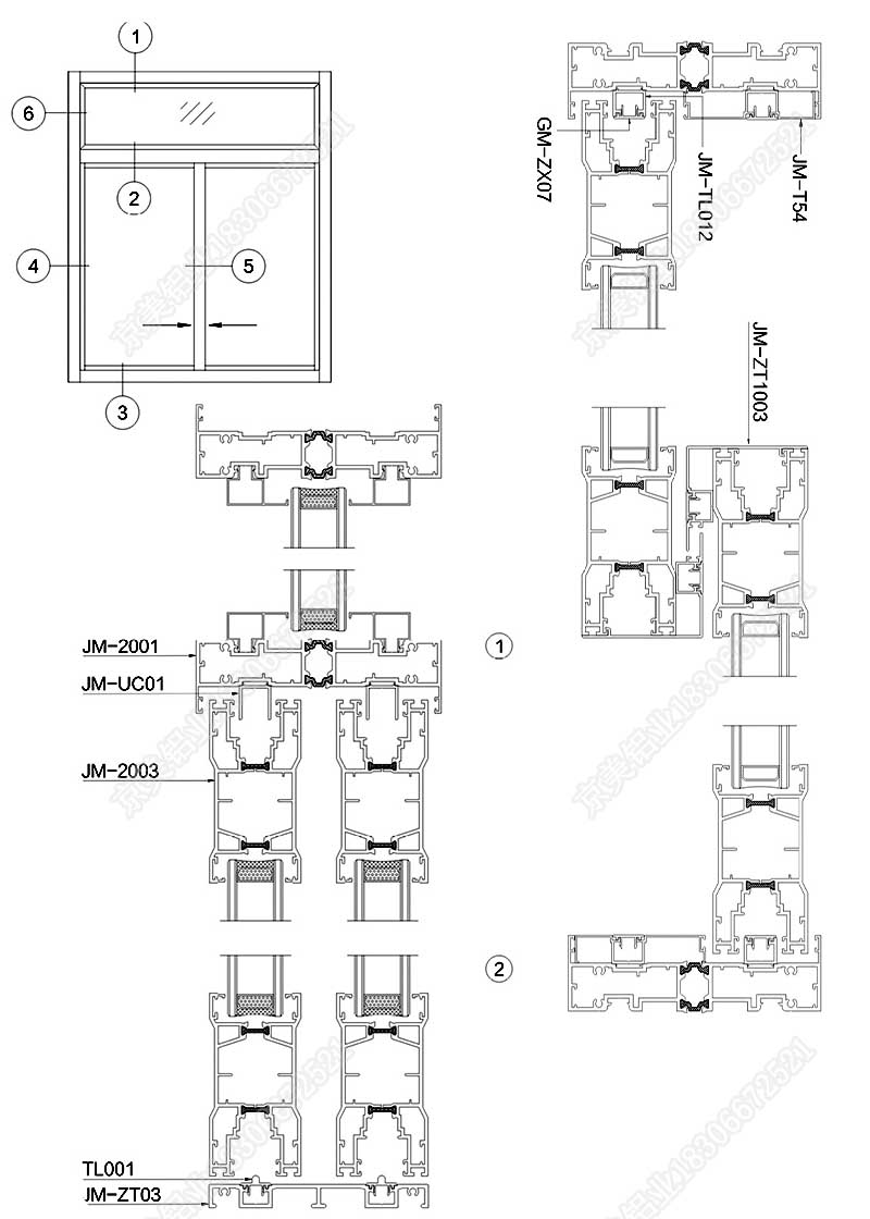 130斷橋重型兩軌推拉門型材